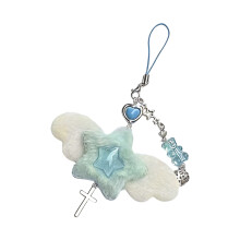 Sweet Charm Plush Strawberry Star Key Holder Phone Chain-Blue
