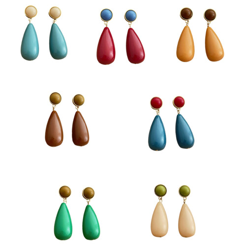 Boucles d'oreilles pendantes tendance en forme-marron plus jaune 1