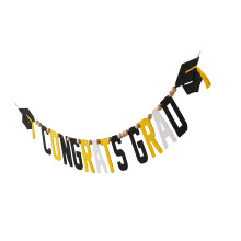 Graduation Pennant 2M Long Wooden Beaded Felt Fabric Bunting-15