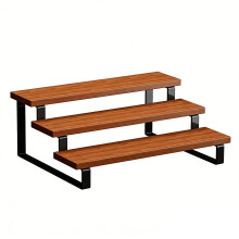 Natural Wood Finish Step Stand For Coffee Mug Collection