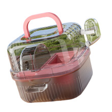 Transparent Hamster Carriers Travel Case With Detachable-Pink