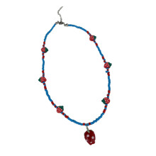 Cute Strawberry Design Beaded Necklace Pendant Collarbone Chain