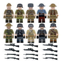 10 PCS World War 2 Allied Forces Themed Building Wargaming Figures Block Set Toys for Boys & Girls