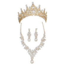 Exquisite Drop Shaped Crystal Wedding Jewelry Set for-Gold