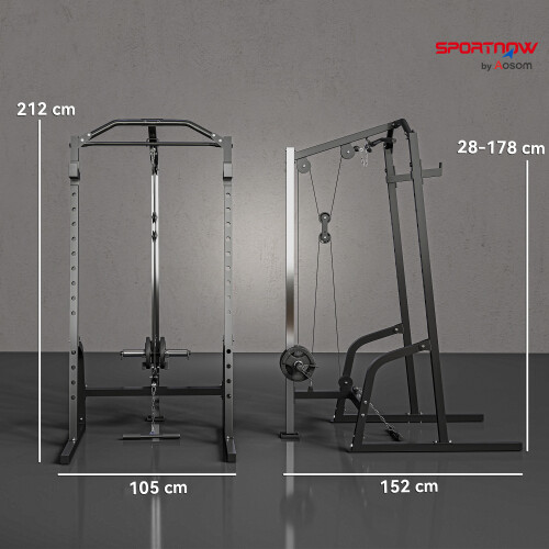 SPORTNOW Power Cage with Pulley System, Squat Rack 2