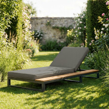 Outdoor Patio Daybed Adjustable Backrest Sun Lounger Gray 184x79.5cm