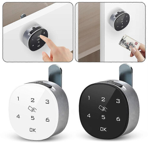 (20mm, White) Smart Drawer Lock with Digital Password & IC Card Reader for Home/Office, Easy Install Cabinet Security Lock 1