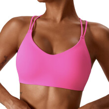(M, Barbie Pink) Seamless Sports Vest Underwear Quick-drying Sexy Comfortable Bralette for Fitness Running