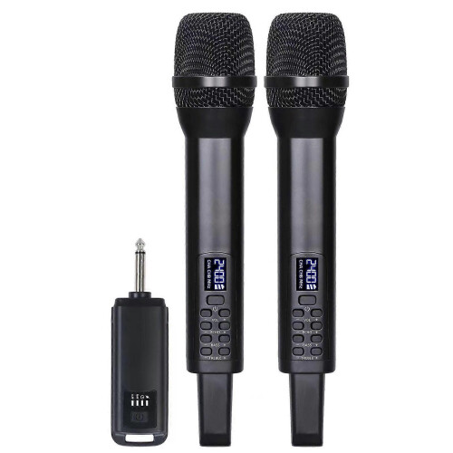 (One Drag Two) Wireless Microphone System with Receiver Professional Wireless Microphone Kit for Party Singing