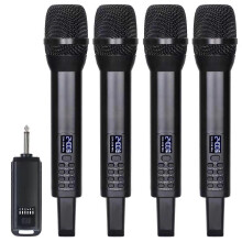(One for Four) Wireless Microphone System with Receiver Professional Wireless Microphone Kit for Party Singing