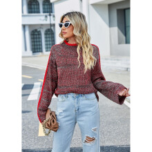 (XL, Photo Color) Simple Mixed-Color Knitted Sweater for Women Soft Comfy Themal Top Pullover for Outdoor Travel