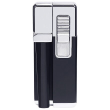 (Silver Black) Soft Flame Lighter Lightweight Compact Metal Lighter for Candles