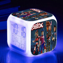 (ThreesidedalarmclockUSBcable, shape9) Print Digital Alarm Clock 7 Color Changing Game Night Light Led Display Bedside Clock Home Decor Kids Toy Gifts