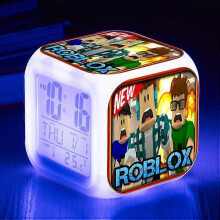 (ThreesidedalarmclockUSBcable, shape8) Print Digital Alarm Clock 7 Color Changing Game Night Light Led Display Bedside Clock Home Decor Kids Toy Gifts