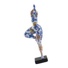 Elegant Dancer Sculpture Graffiti Resin Art-blue and white