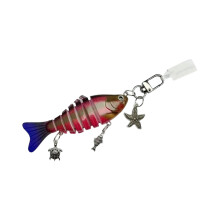 Porte-clés en poisson articulé Flexible, breloque de sac-Rouge