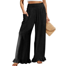Fashionable Women's Loose Fit High Waist Casual Pants-Black XL