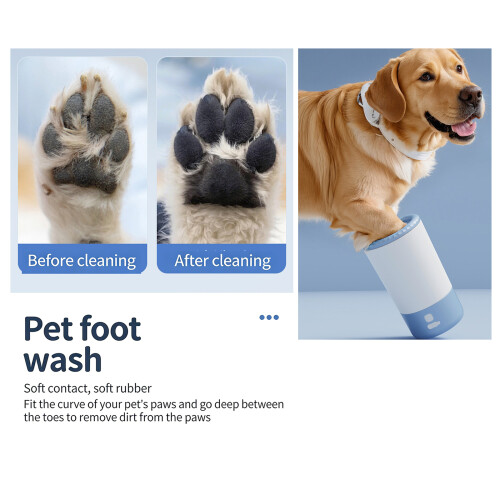 Automatic Cats And Dog Foot Bath Cup with Silicone Brush-Blue 2