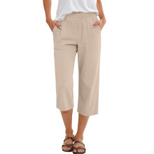 s Pants for Women Casual Loose Elastic High Waist-Khaki M