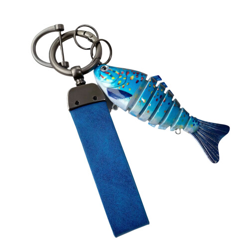 Porte-clés en forme de poisson bionique, flexible,-Bleu foncé