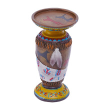 Künstlerische Stammes-Totem-Säulenkerzenhalter aus-Indische Mode