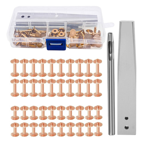 Heavy Duty Metal Rivets Set 42Pcs Leather Studs-copper color