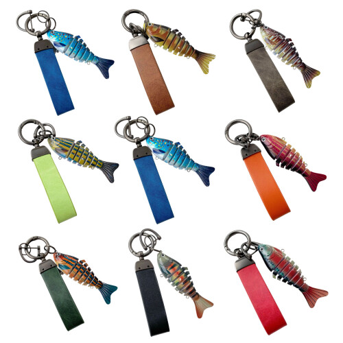 Porte-clés poisson, styles uniques faits à la main,-Rouge 1