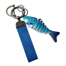 Porte-clés avec détails de poisson réalistes, construction-Bleu