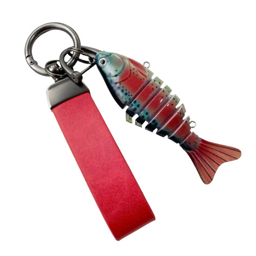 Porte-clés poisson, styles uniques faits à la main,-Rouge