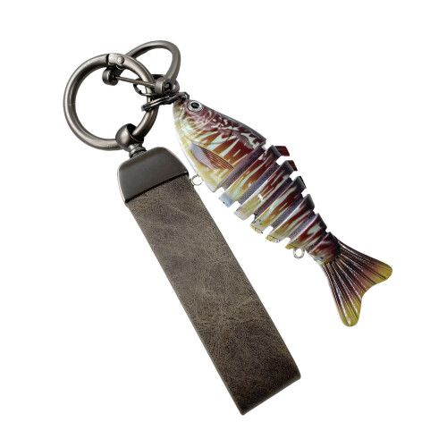 Porte-clés poisson articulé, articulations mobiles,-Gris