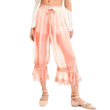 Stylish Lace Decorated Leggings Flattering-pale pinkish gray XL