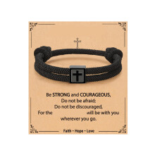 Bracelet chaîne en corde élégante avec pendentif croix,-UN