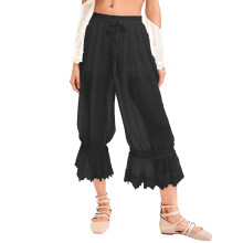 Stylish Lace Decorated Leggings Flattering Fit-Black XL