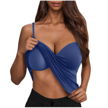 Women's camisole, built-in bra, top, women's camisole,-Blue M