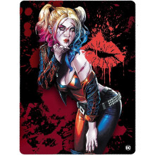 DC Comics Fleece Kiss Harley Quinn Double Sided Blanket