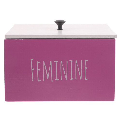 Multi-Compartment Wooden Tampon Holder Box Pink Bathroom Storage