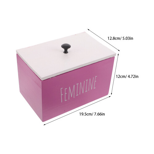 Multi-Compartment Wooden Tampon Holder Box Pink Bathroom Storage 1