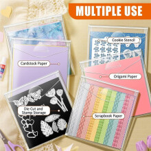 6x6Inch Scrapbook Storage,Scrap Storage with Lid,Plastic Sleeves for Holding Scrapbook Paper,Origami Paper,Stencil 30PCS