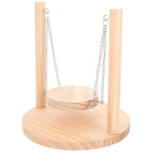 Khaki Wood Pet Hamster Hammock Swing Molar Chew Toy