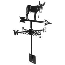 Black Iron Donkey Weathervane Outdoor Roof Mount Garden Decoration
