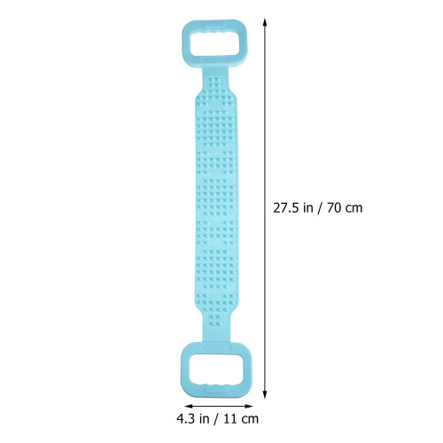 Blue Silicone Shower Brush with Long Strap for Back Scrubbing 1