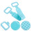 Blue Silicone Shower Brush with Long Strap for Back Scrubbing 8