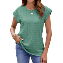T-shirts met ronde hals en kapmouwen voor dames,-Donkergroen XL