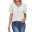 T-shirt ample à manches bouffantes et col rond boutonné-Blanc S 1