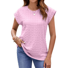 T-shirts Ă manches courtes et col rond pour femmes,-Rose XXL