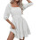 Womens Dresses Square Neck Tie Back Lantern Sleeve-White S 1