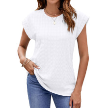 T-shirts Ă manches courtes et col rond pour femmes,-Blanc XL