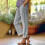 Women's Comfortable Polyester Pants with High Waist-White M 6