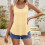 Women's openwork drawstring  color button suspender strap-Pink S 5