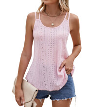 Women's openwork drawstring color button suspender-Beige M
